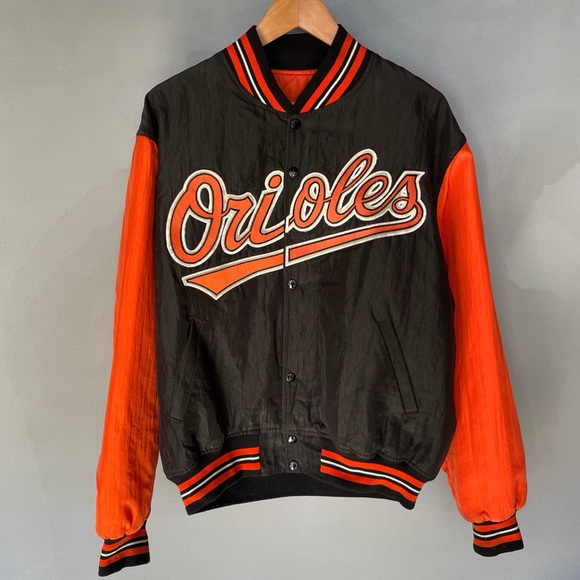 VTG 90’s STARTER Baltimore Orioles MLB Baseball Orange/Black Jacket Size Large - Picture 2 of 8
